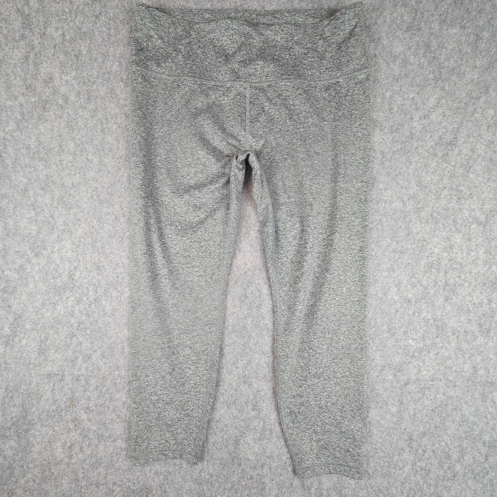 Zobha Womens Plus Size 1X Heather Grey Cropped Leggings High Waist Capri